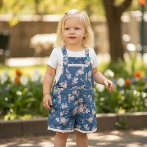 Matilda Jane Blue Floral Overalls 4T